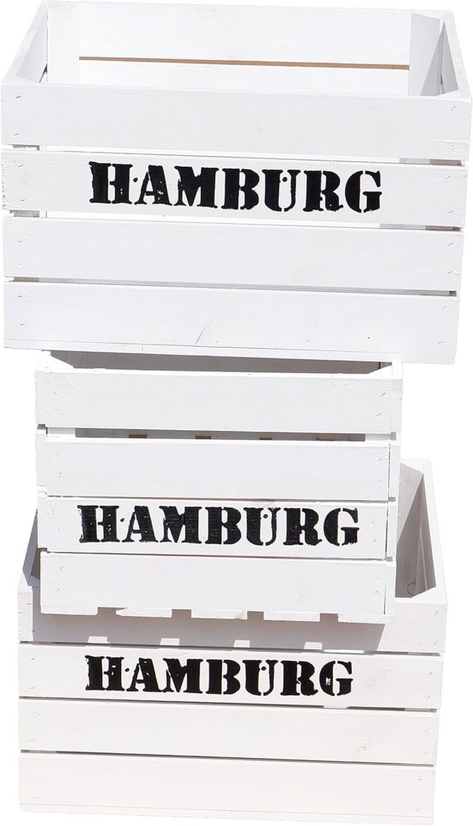 Set van 3 Massieve Houten Fruitkisten voor Opslag en Decoratie