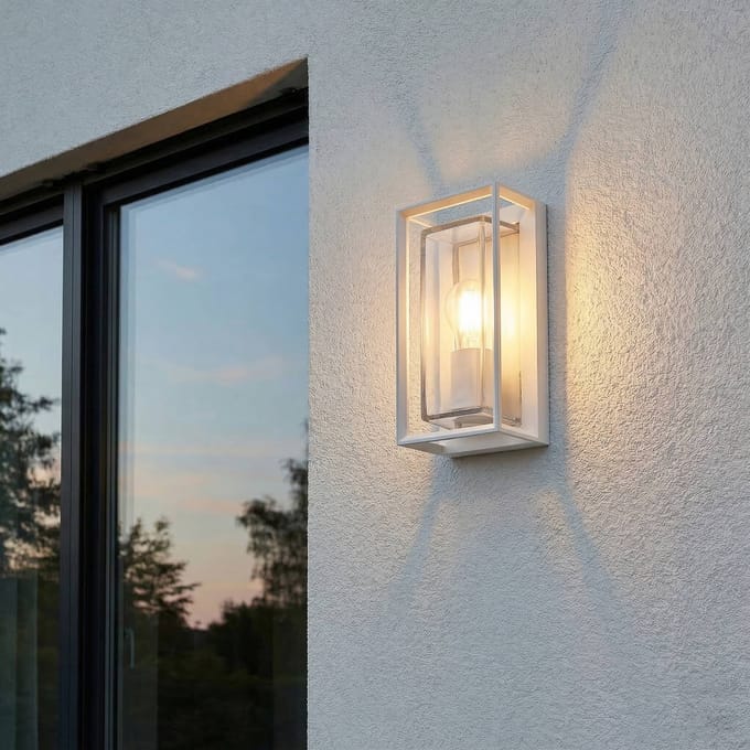 Arcchio - Wandlamp buiten - 1licht - Aluminium, glas - H: 25.5 cm - E27 - wit