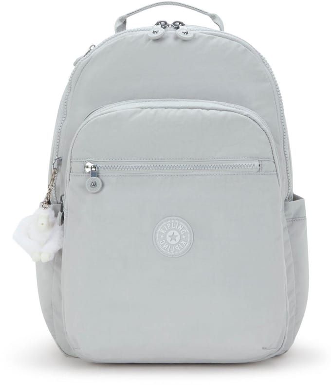 kipling rugzak met laptopvak Basic Seoul Backpack 27L Easy Grey Lichtgrijs