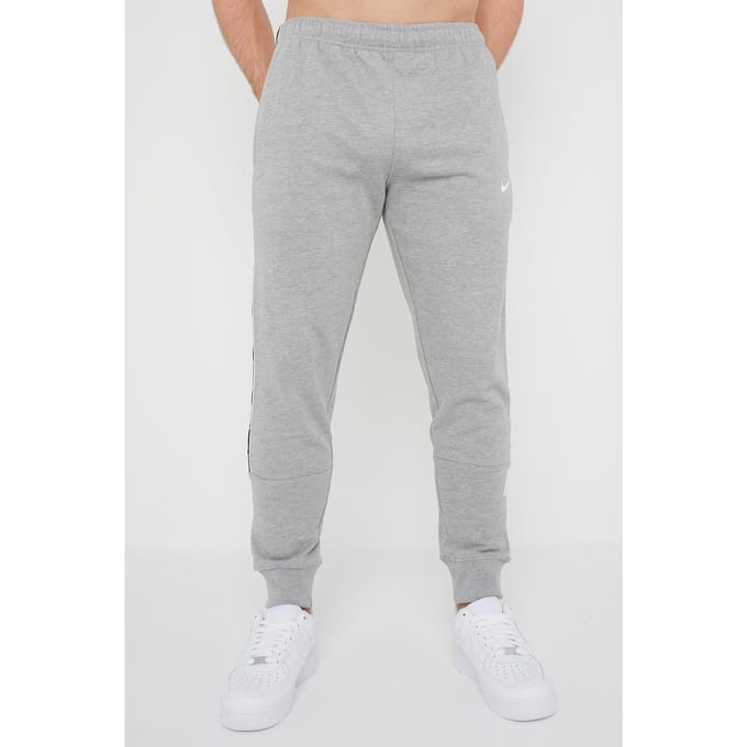 Nike Mens Repeat Taping Logo Fleece Cuffed Joggers in grijs