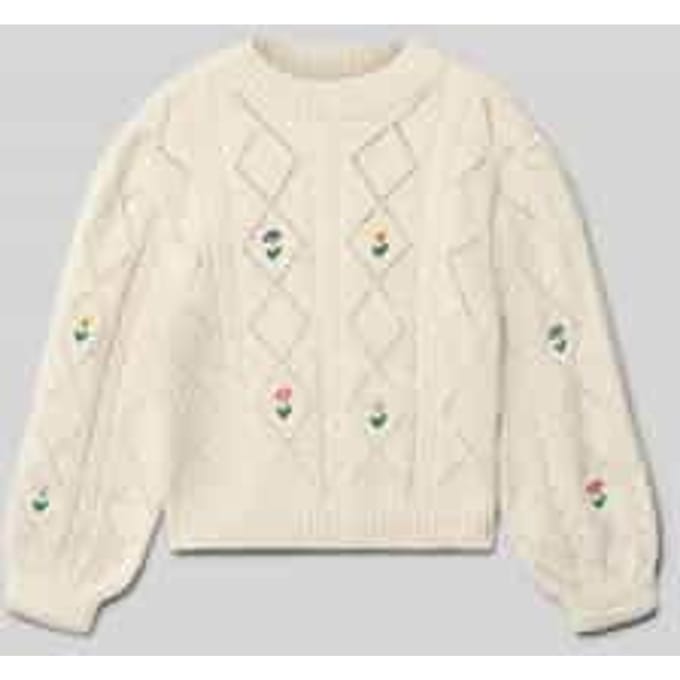 Regular fit gebreide pullover van ajoutricot, model 'FLOWER'