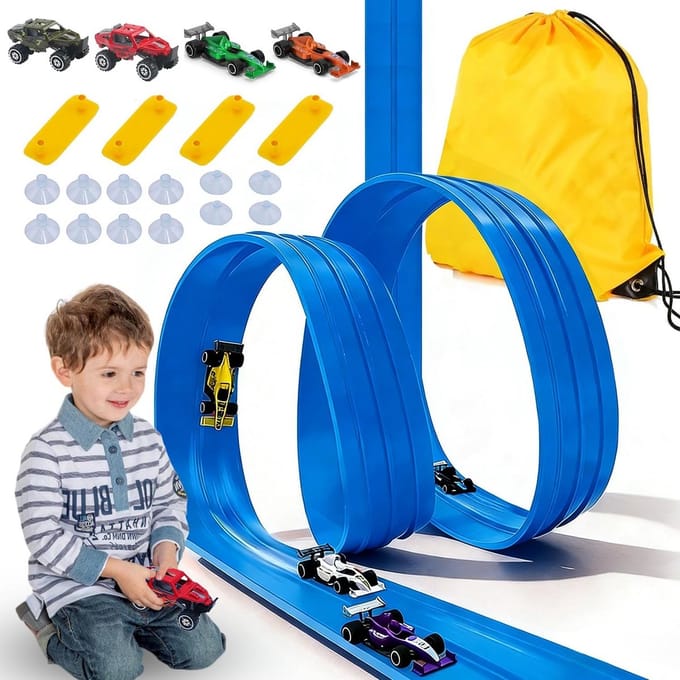 Flexibele Racebaan - Zachte Autobaan - Kinderen Spelen - Rolbaar Ontwerp - 10 x 5 x 1 cm - Multicolor
