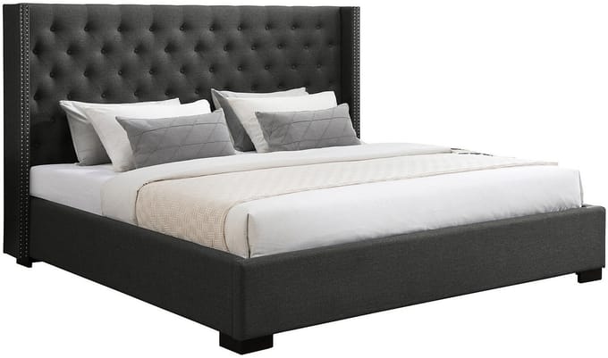 Vente-unique Bedframe stof grijs 200 x 200 cm