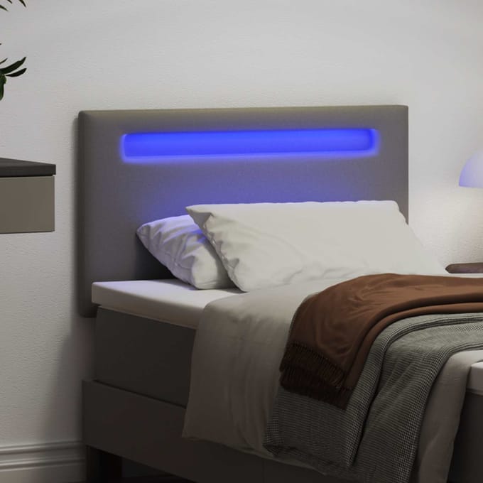 vidaXL LED Hoofdbord Grijs 90 cm Kunstleer