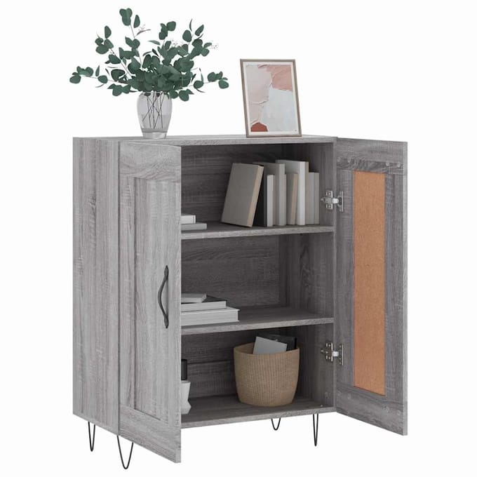 vidaXL - Dressoir - 69,5x34x90 - cm - bewerkt - hout - grijs - sonoma - eikenkleurig