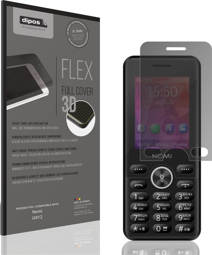 dipos FLEX – Matte Privacy Screenprotector geschikt voor Nomi i2412 | Volledige Schermbescherming | Case-Friendly
