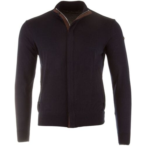 Paul & Shark Vest Wool Full Zip Alcantara Trimmings Navy / male