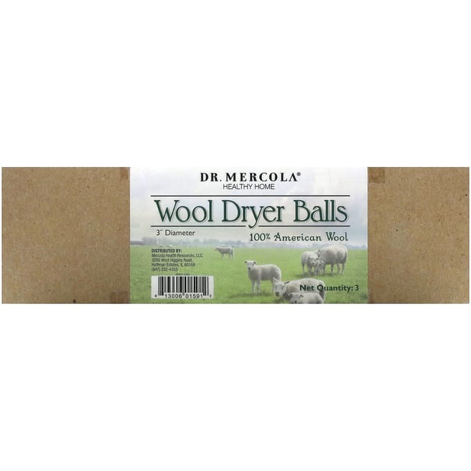 Dr. Mercola, Wol Droogballen, 3 Stuks white
