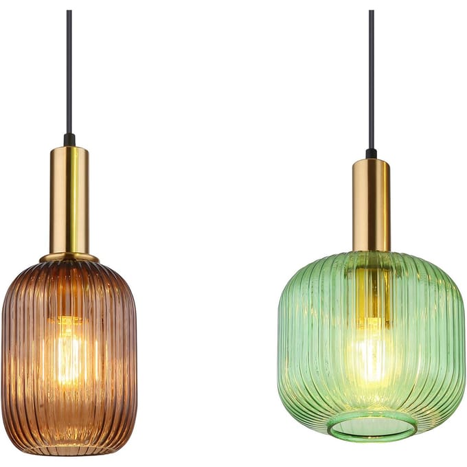 Globo Hanglamp Normy, lengte 115 cm, gekleurd, glas, 4-lamps.
