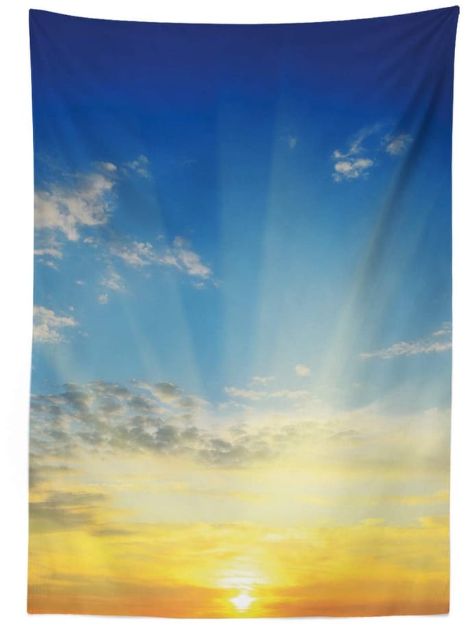 ABAKUHAUS Hemel Tafelkleed – Satijn 140x170 cm – Blauw/Geel