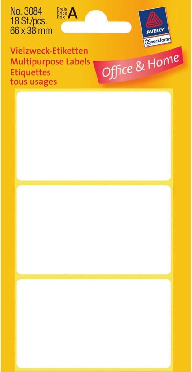 Etiket wit 66x38mm pak a 10 stuks