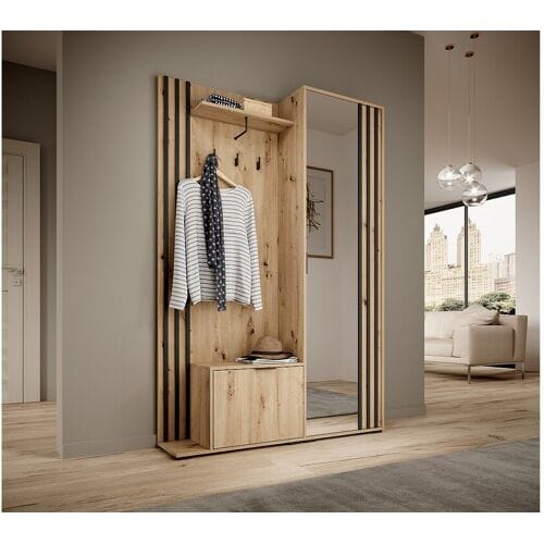 MINIO go for it, Garderobe NEL, met spiegel, artisan eiken/zwart