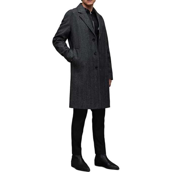 AllSaints Ormond Coat Black/white Maat: M | Single-Breasted Mantels Outlet | Heren | Grijs