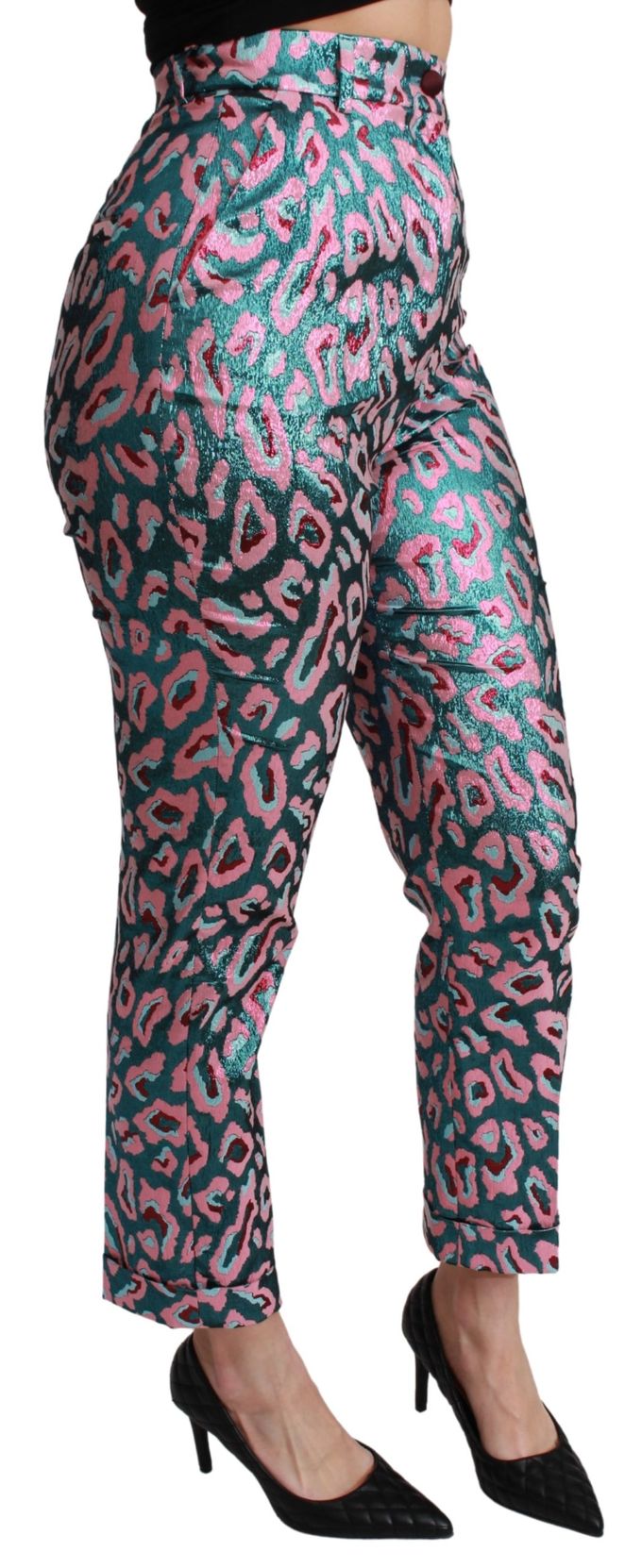 Dolce & Gabbana Vrouwen Multicolor Gedessineerde Geknipte Hoge Taille Broek