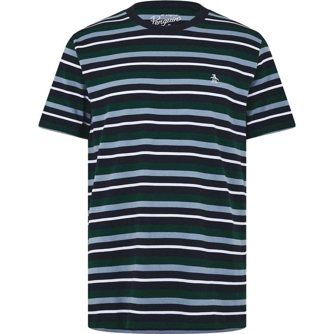 Original Penguin Heren 4 Stripes T-Shirt (Yale Blauw)