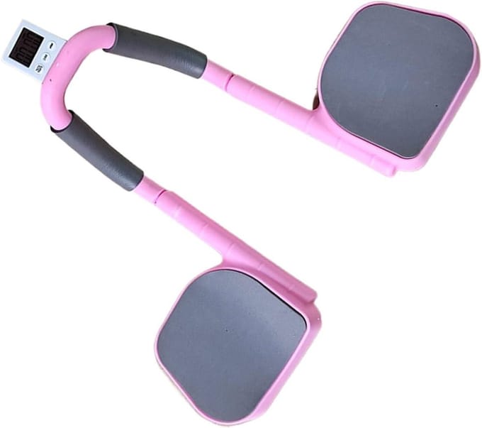 Buiktrainer met Elleboogsteun - Buikroller Fitness - Core Training - Geïntegreerde Timer - 28 cm - Roze