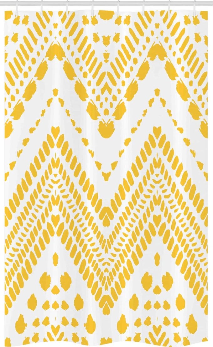 ABAKUHAUS Douchegordijn – Chevron Geel Mosterd – 120x180 cm