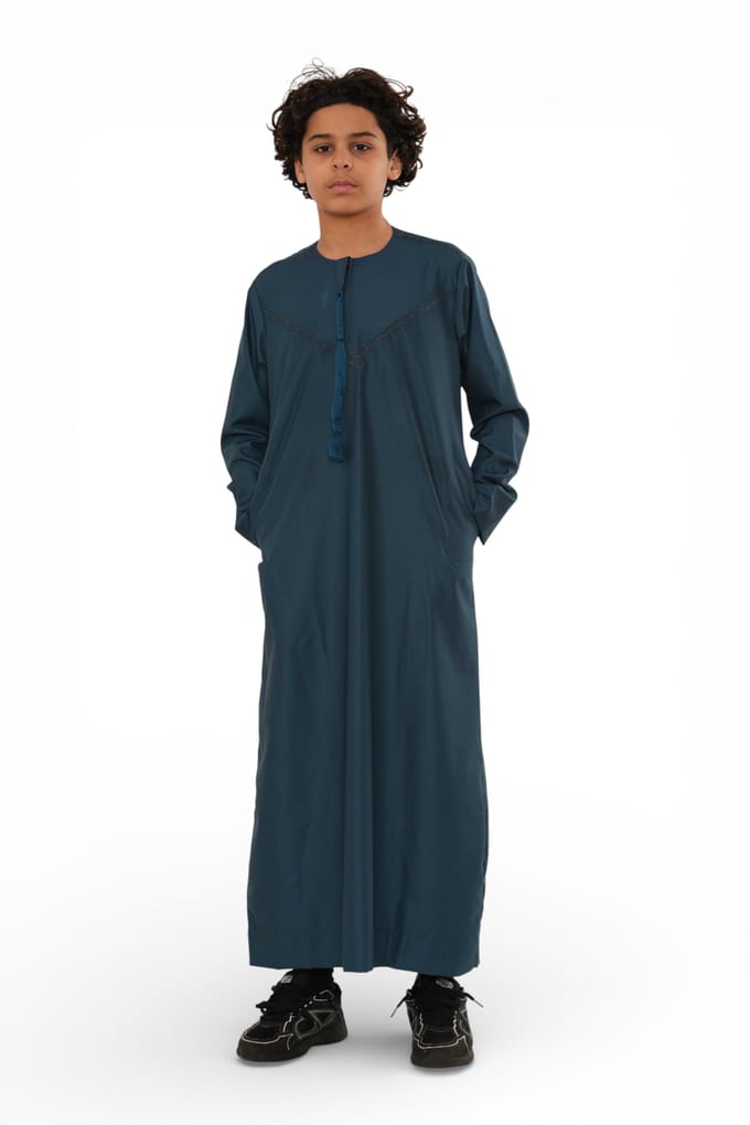 Kinderen Jongens Ramadan Eid Blauwe Marokkaanse Jubba Robe Djellaba Thobe - K-TT008