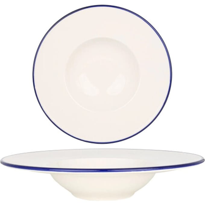 Rinart Pastabord - Blue Edge - Porselein - 28 cm (400cc) - set van 2