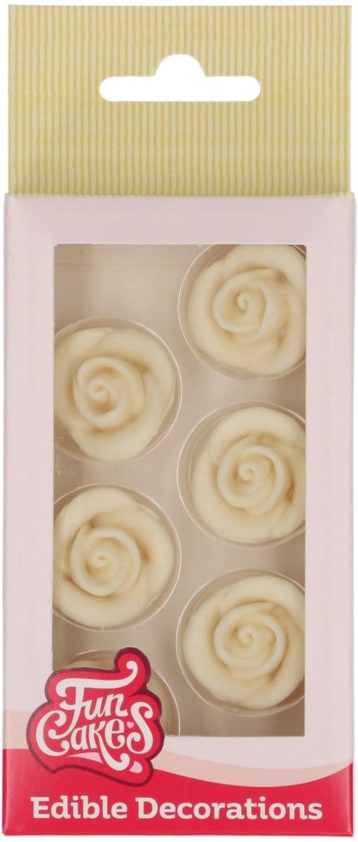 FunCakes Fondant Decoraties Rozen Wit set/6