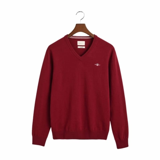 Trui GANT Men Superfine Lambswool V-Neck Plumped Red-XL