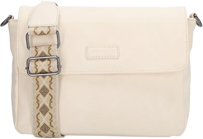 Beagles Malaga Schoudertas Dames - Handtas met telefoonvak - Tas van Imitatieleder met ritssluiting - Crème