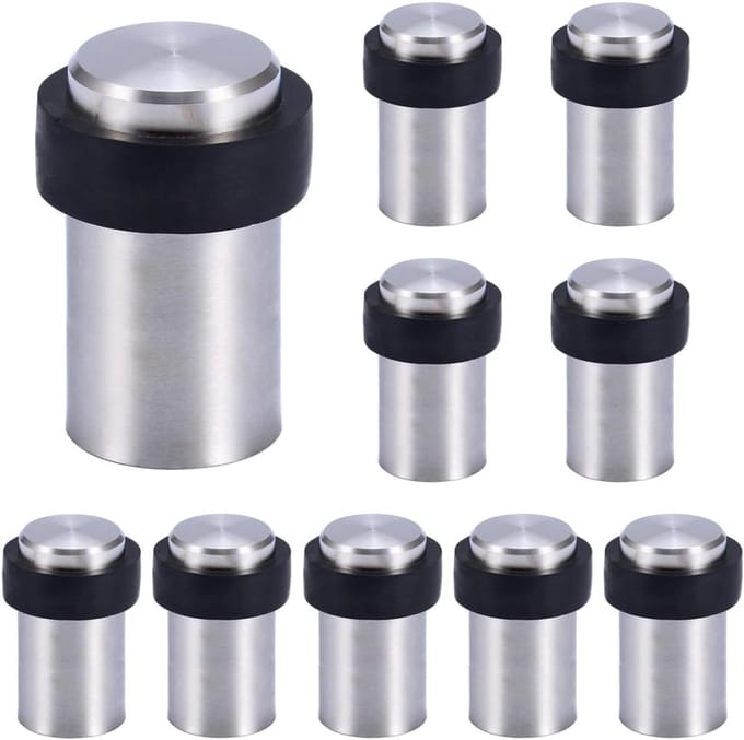 Cilindervormige Deurstopper - 10 delige set - Roestvrij staal - 6cm