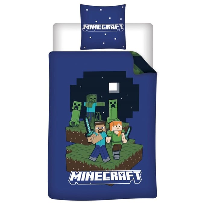 Minecraft Dekbedovertrek Fight - 140 x 200 cm - 65 x 65 cm - Polycotton
