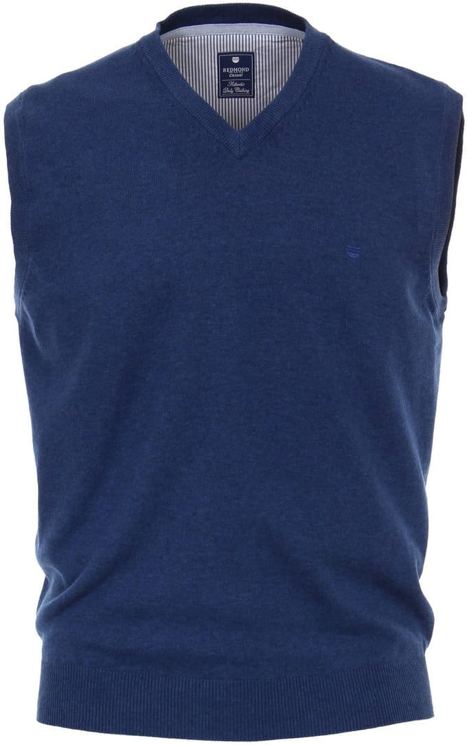 Redmond heren spencer katoen - V-hals - jeansblauw