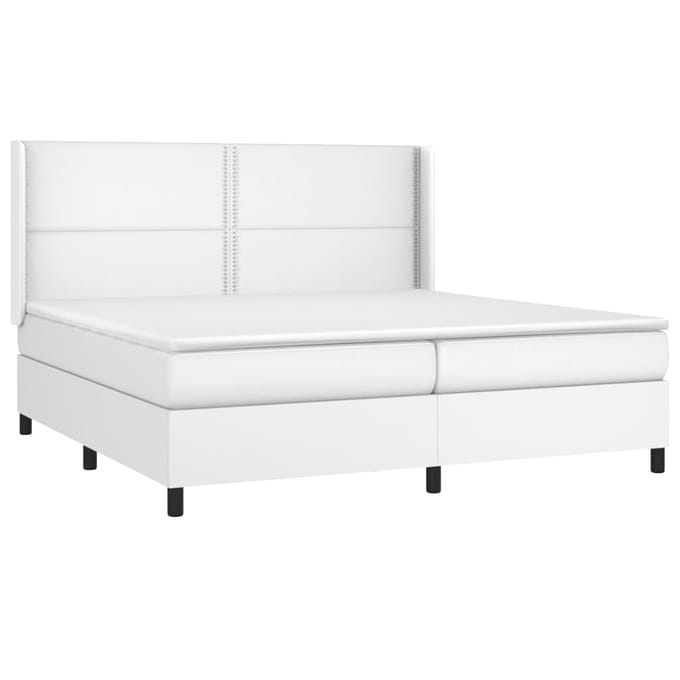 vidaXL - Boxspring - met - matras - kunstleer - wit - 200x200 - cm