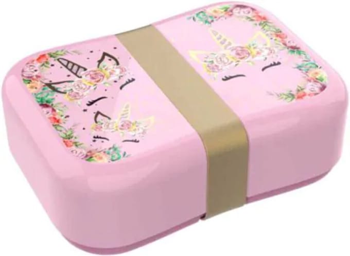 Euromic UNICORN FLOWERS lunch box w/strap 18 x 13 x 6 cm