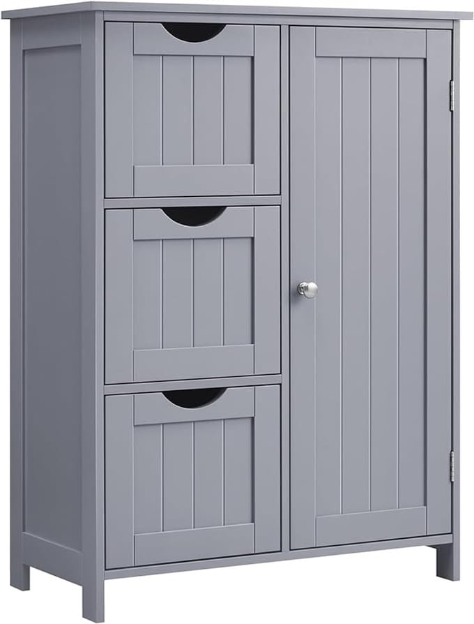 MAZAZU - Badkamerkast - Commode - Verstelbare plank - Grijs - 30x60x80