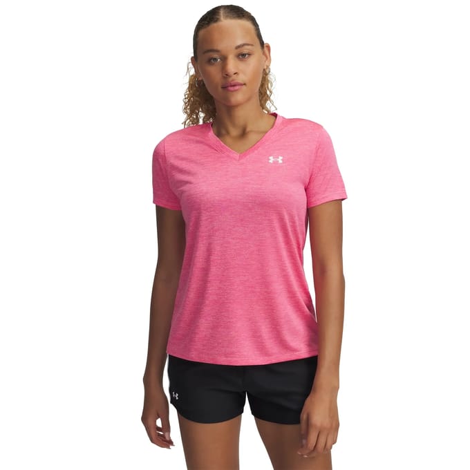 Under Armour Tech SSV - Twist Dames Sportshirt - Roze - Wit