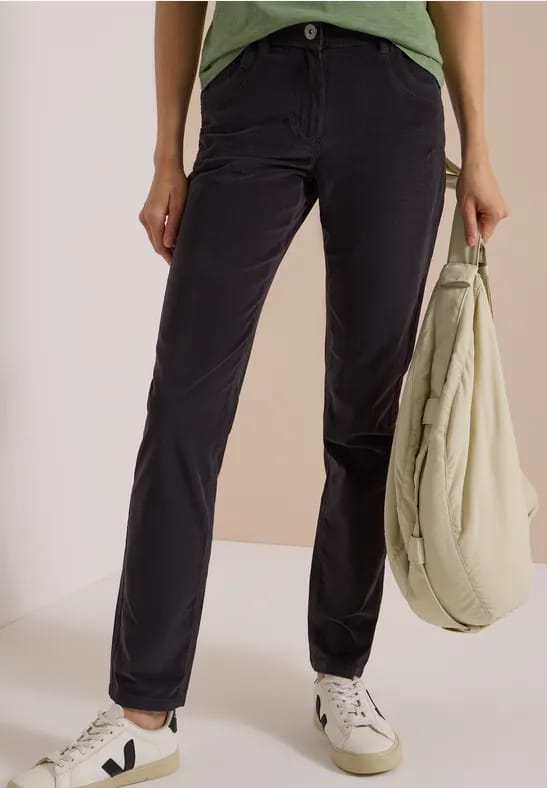 Mid Waist Broek met middelhoge taille en smalle pijpen in Slim Fit