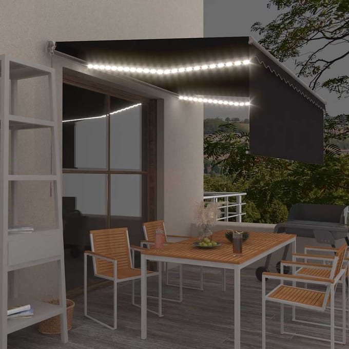 vidaXL - Handmatige - zonnetent - met - zonne-energie - ledverlichting - 4,5 - x - 3 - m