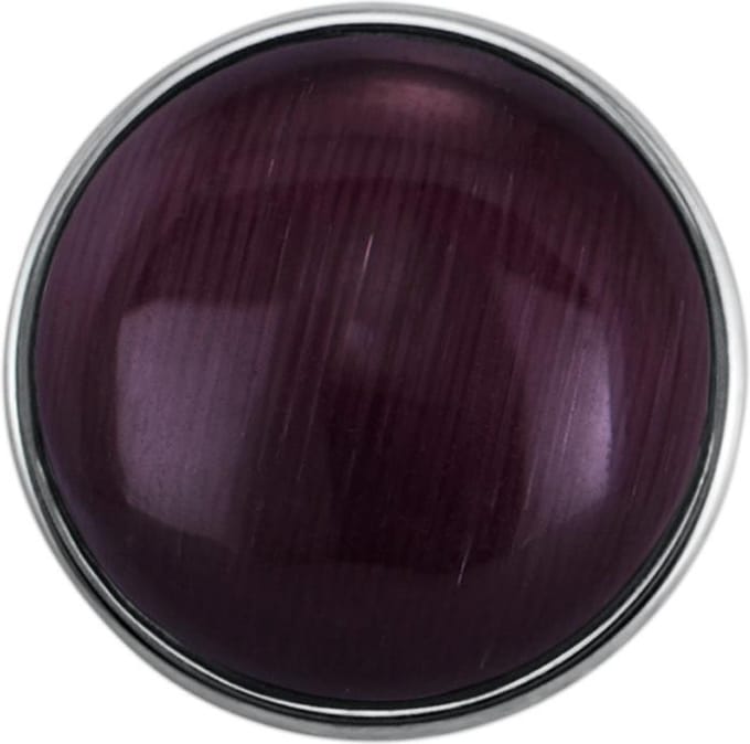 Quiges - Dames Click Button Drukknoop 18mm Cat Eye Glas Paars - EBCM139