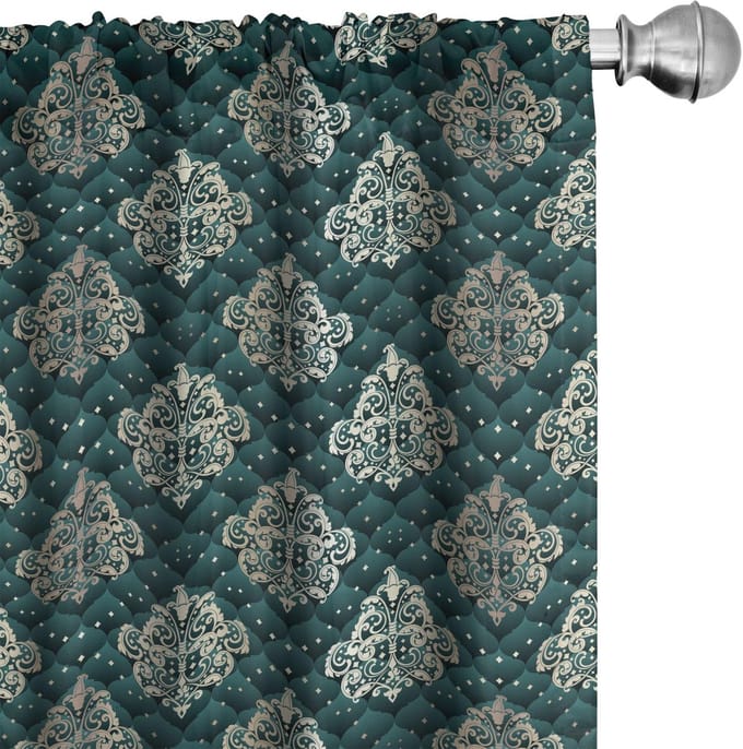 ABAKUHAUS Damastgordijn – 2x75x175 cm – microvezel – donker teal