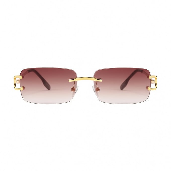 PBLIQ® Zonnebril Randloos - Heren - Dames - Bruin - Goud