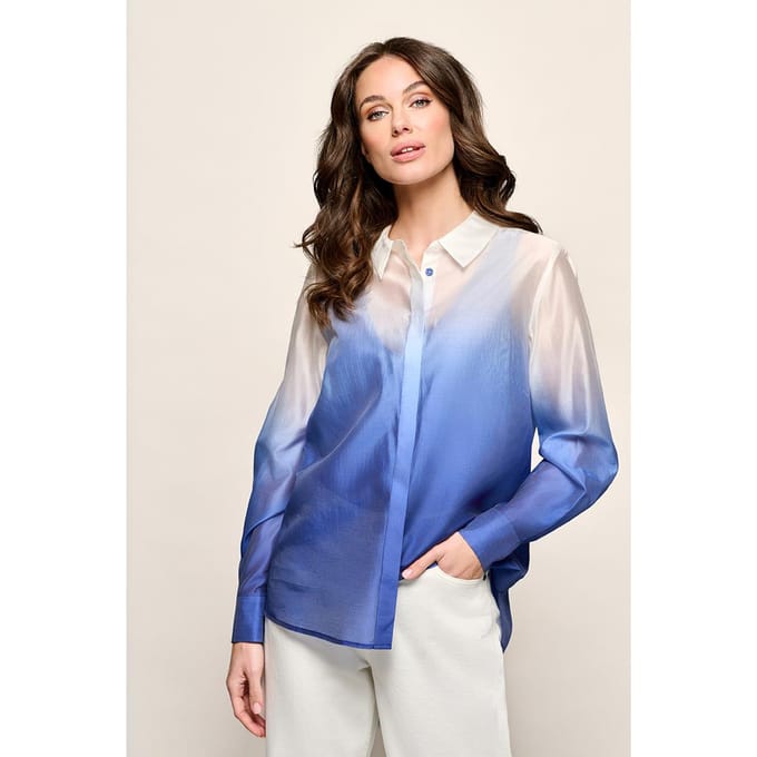 Juna Blouse Offwhite / Kobalt