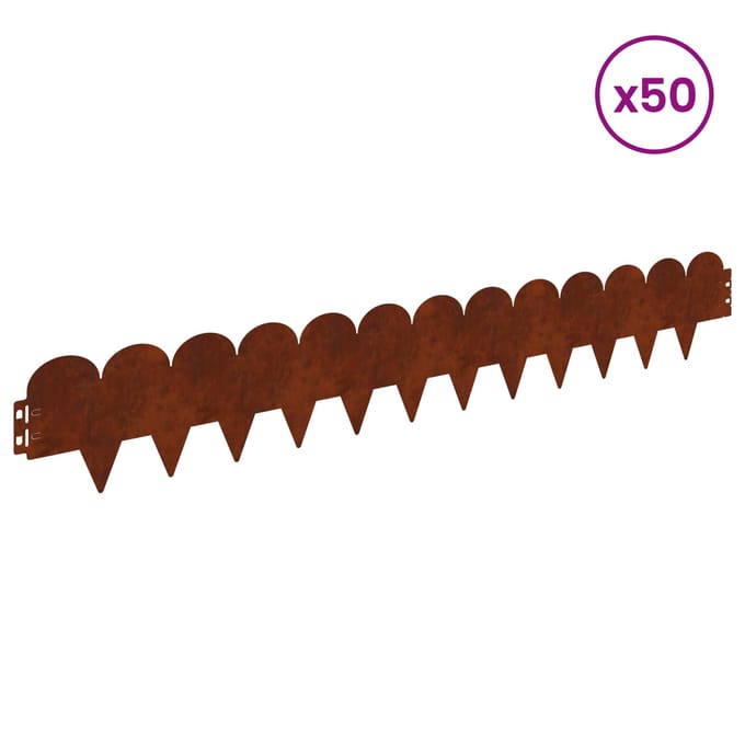 vidaXL - Gazonrand - 50 - st - 103 - x - 15 - cm - Staal - Roestig