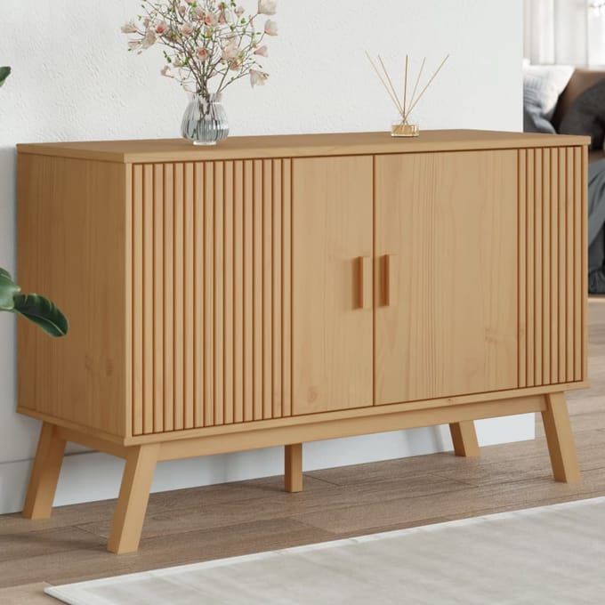 vidaXL - Dressoir - OLDEN - 114x43x73,5 - cm - massief - grenenhout - bruin