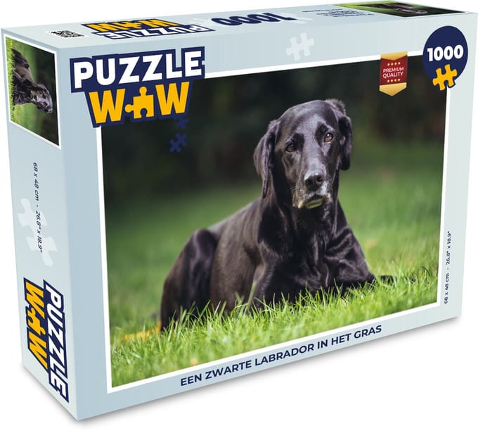 Puzzel Een zwarte labrador in het gras - Legpuzzel - Puzzel 1000 stukjes volwassenen