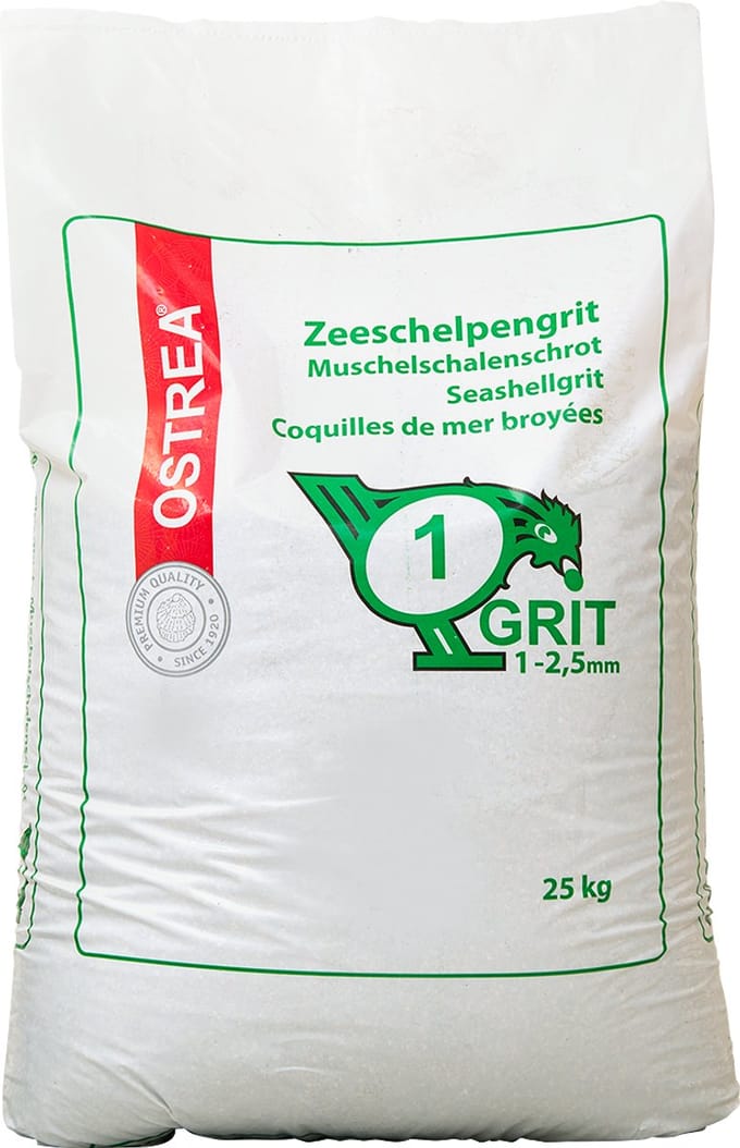 Ostrea Kuikengrit - 25kg- Zeeschelpengrit -Schelpengrit NR 1. - 1- 2.5mm Fijn (kuikens) - Kuikenvoer