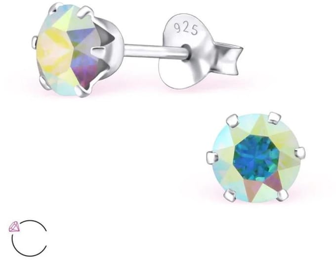 Oorbellen -dames - Sprankelende zilveren studs - 5mm-Dorado Bruin
