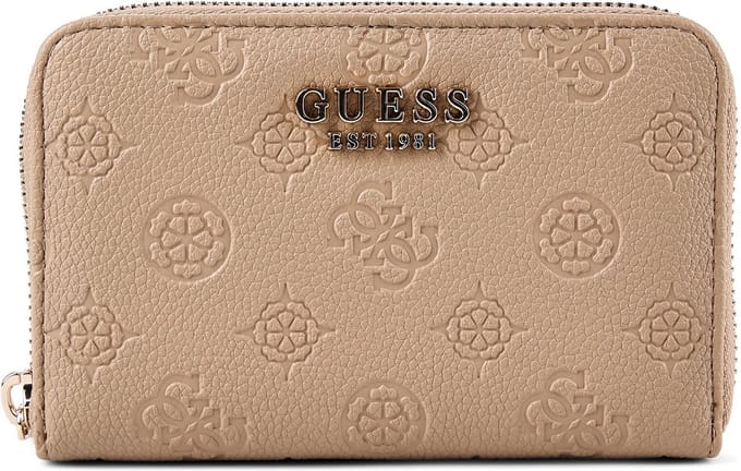 GUESS portemonnee Ella Logo SLG Zip Around Beige Logo Taupe