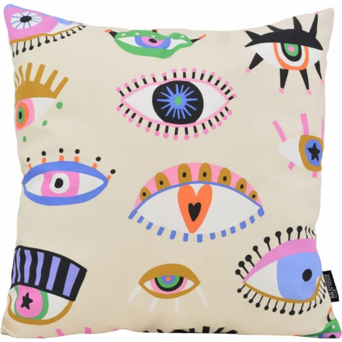 Gek op kussens! Sierkussen colorful eyes creme | 45 x 45 cm | katoen/polyester