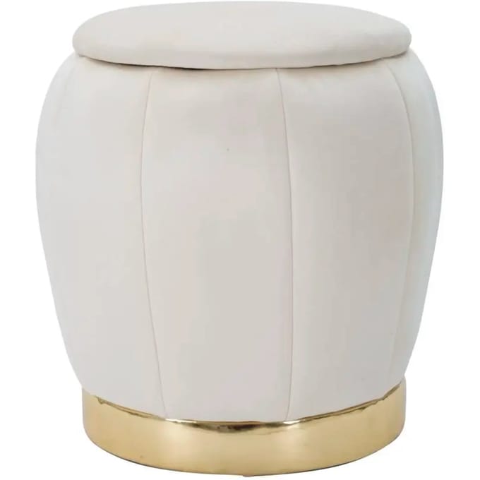 Kruk Stool/storage Paris Crema/gold Ø 43×43 cm