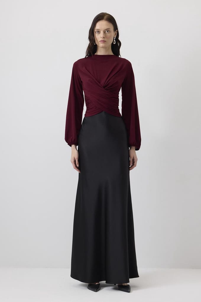 Touché Privé - Gedrapeerde blouse - Bordeaux - Dames