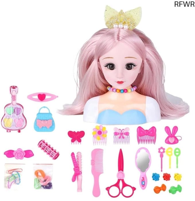 RFWR® Poppenbuste voor Make-up en Haarstyling met Accessoires voor Kinderen vanaf 3 Jaar