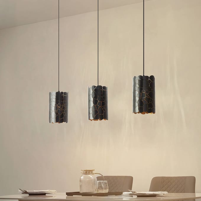 Lindby - hanglamp - 3lichts - Metaal - H: 25 cm - E27 - zwart, goud